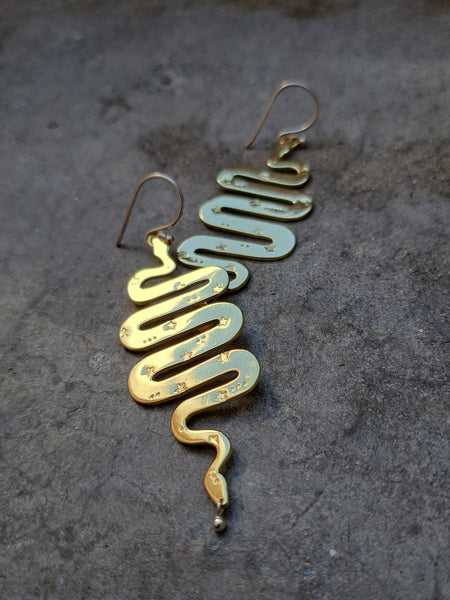 Sun snakes gold plated earrings