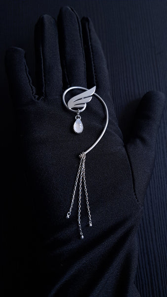 Hermes Ear Cuff with Rainbow Moonstone