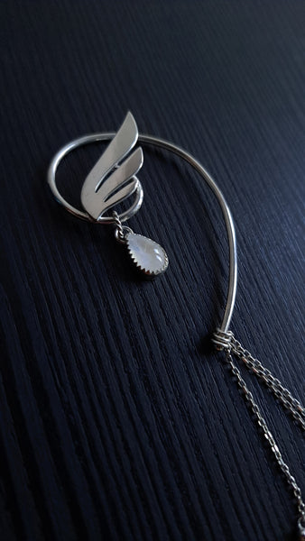 Hermes Ear Cuff with Rainbow Moonstone