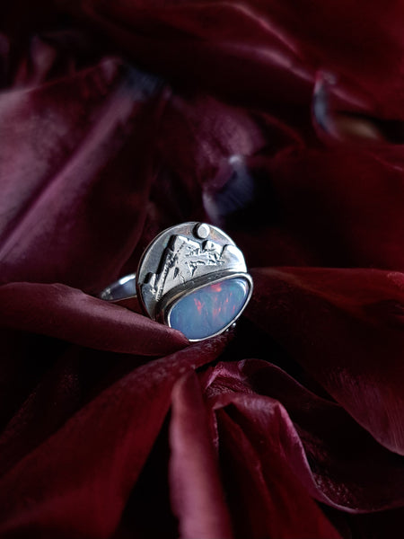 Tso Moriri (Himalayan Lake) Ring with Opal