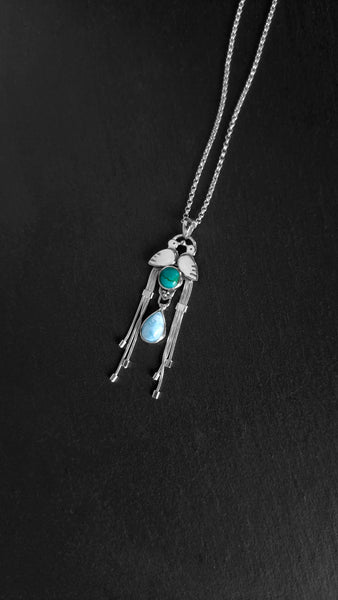 Lagoon Pendant with Turquoise and Larimar