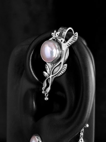 Colibri Ear Cuff with Freshwater Pearls