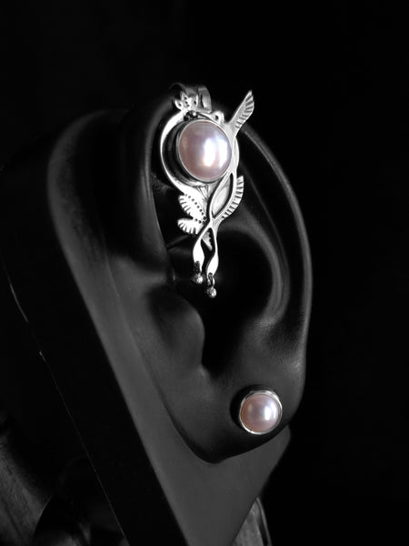Colibri Ear Cuff with Freshwater Pearls
