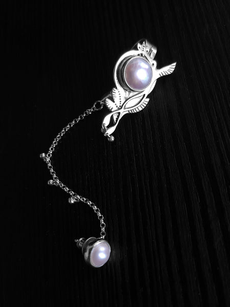 Colibri Ear Cuff with Freshwater Pearls