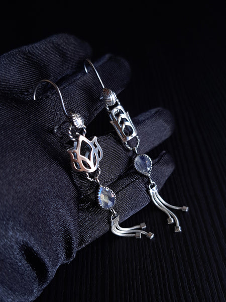 Alice Earrings with Rainbow Moonstone