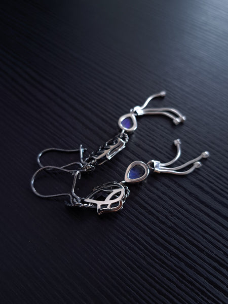 Alice Earrings with Rainbow Moonstone
