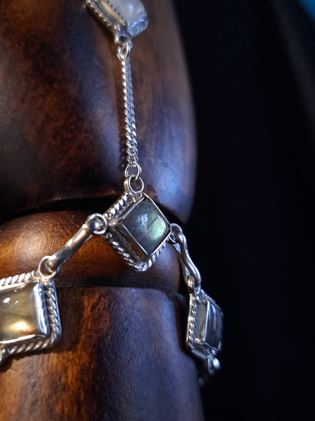 Ishtar Bracelet with Labradorites, Moonstone and Tiger Eye