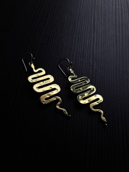 Sun snakes gold plated earrings