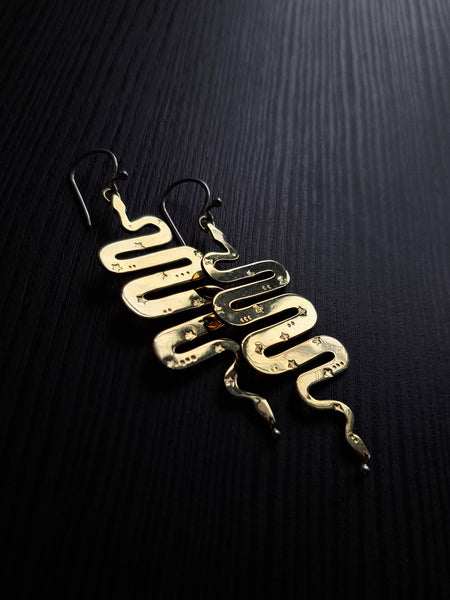 Sun snakes gold plated earrings