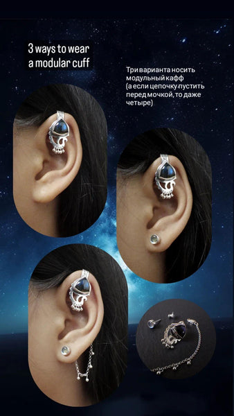 Paon Ear Cuff with Labradorites