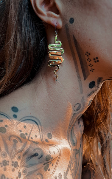 Sun snakes gold plated earrings