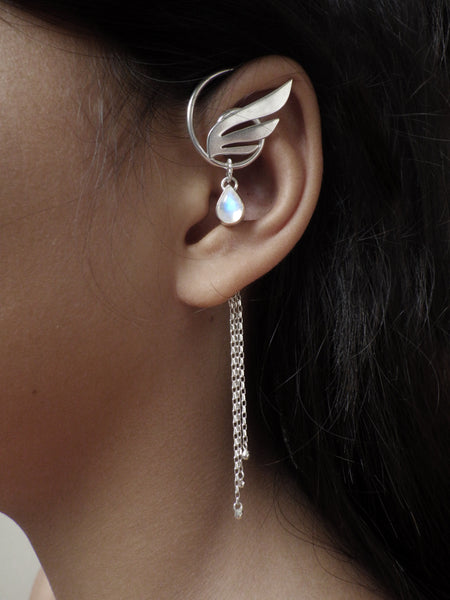 Hermes Ear Cuff with Rainbow Moonstone