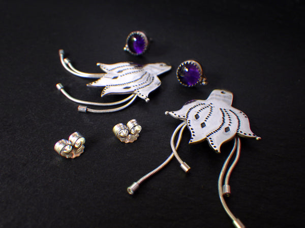 Ame Agaru Earrings with Amethyst