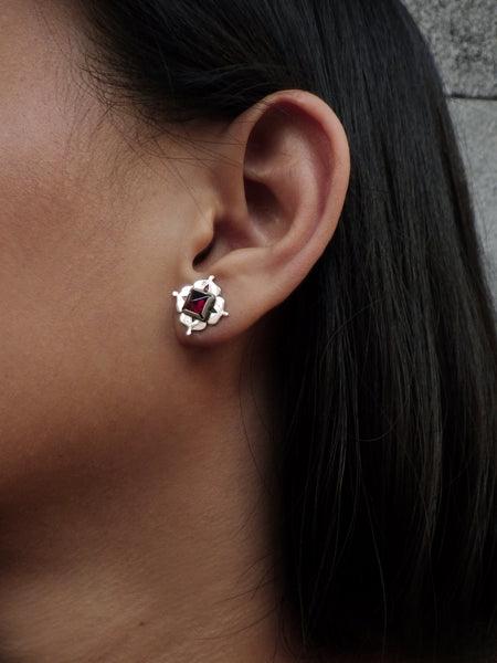 Zahra Stud Earrings with Garnet