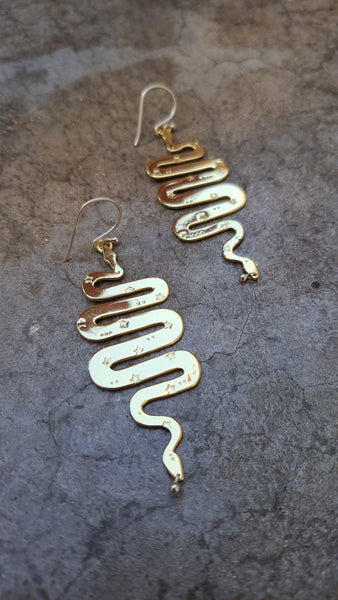 Sun snakes gold plated earrings