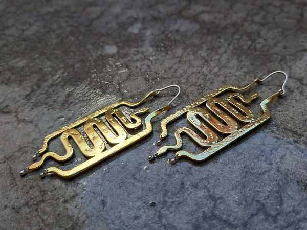 Sun snakes gold plated earrings (Cairo version)