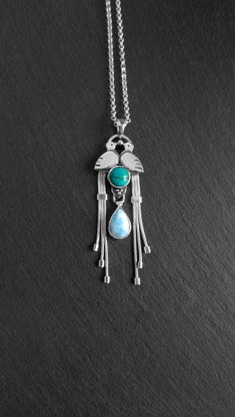 Lagoon Pendant with Turquoise and Larimar
