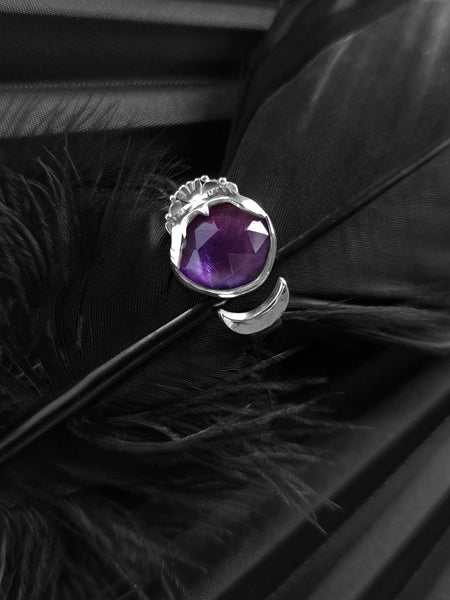 Eternity free size Ring with Amethyst