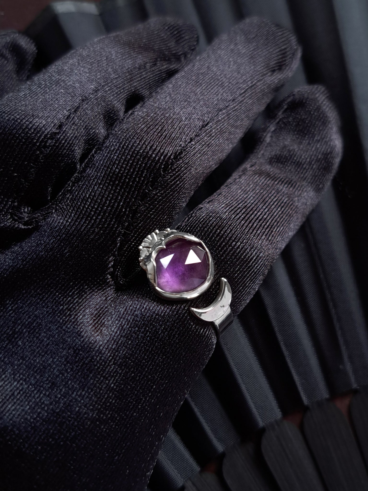 Eternity free size Ring with Amethyst