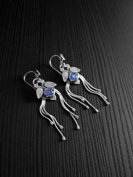 Birds-of-paradise Earrings with Kyanites