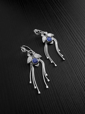 Birds-of-paradise Earrings with Kyanites