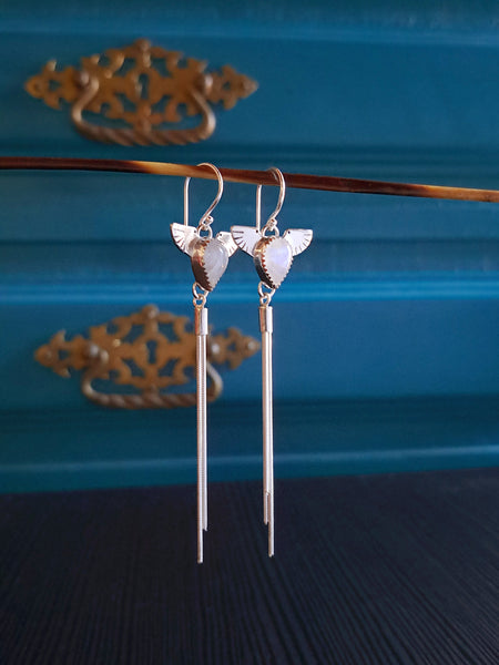 Mare Nubium Earrings with Rainbow Moonstone