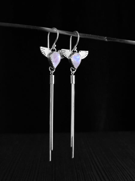 Mare Nubium Earrings with Rainbow Moonstone