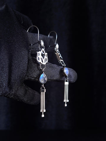 Alice Earrings with Rainbow Moonstone